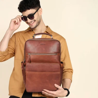 Sassora Premium Leather 16.5 Inch Laptop Backpack For Men